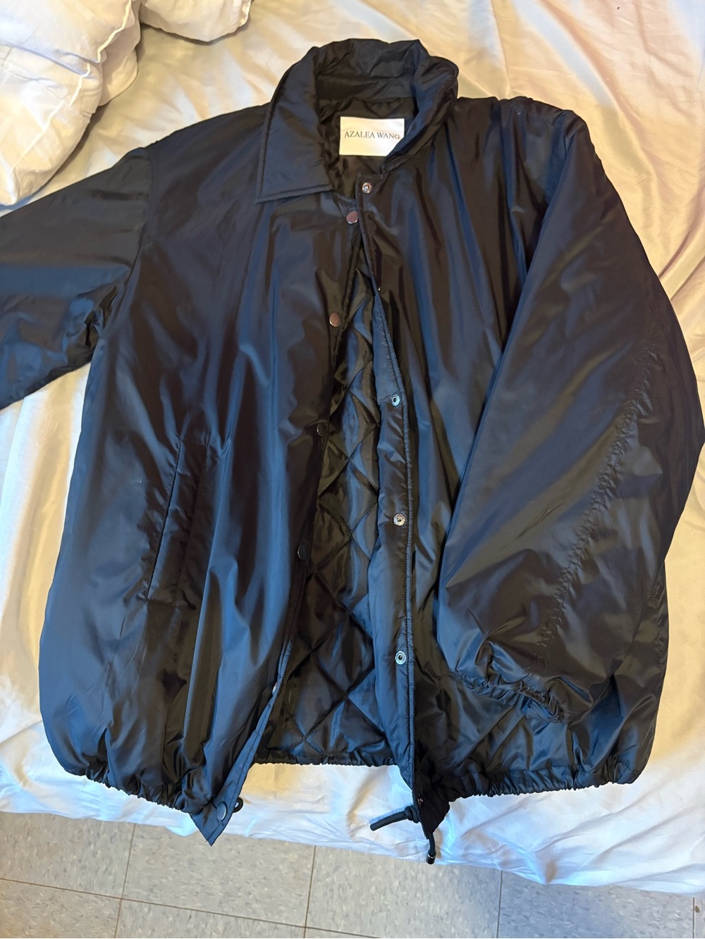 Azalea Wang Women's Black Quilted-Trim Puffer Jacket